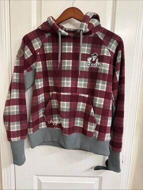 Colosseum Maroon Gray Plaid Hooded Sweater